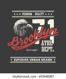 tipografía urbana vintage con cabeza de águila, gráficos de camisetas, ilustración vectorial