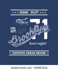 vintage urban typography with tyrannosaurus head, t-shirt graphics, vector illustration