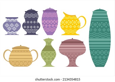 Vintage urn set with interesting decoration 