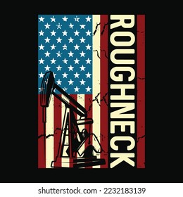 Vintage US Flag Oilfield Roughneck