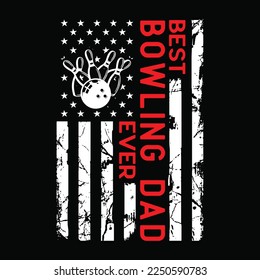 Vintage USA American Flag Best Bowling Dad Ever
