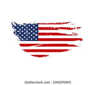 Ilustración de bandera de Estados Unidos vintage. Bandera vectorial americana en textura gruesa.