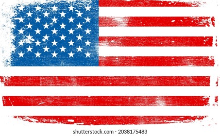 Vintage USA flag illustration. Vector American flag on grunge texture.