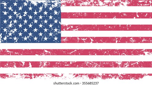Vintage USA flag.American flag with grunge texture.Vector template.