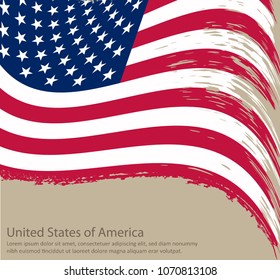 Vintage USA flag.Vector American flag in  grunge texture.