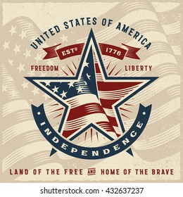 Vintage USA Independence Label. Editable EPS10 vector illustration with clipping mask and transparency.