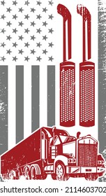 Vintage USA Trucker American Flag. Truck drive t-shirt design vector.