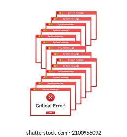 Vintage User Interface. Critical Error Warning Message. Vector stock illustration.