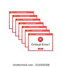 Vintage User Interface. Critical Error Warning Message. Vector stock illustration.