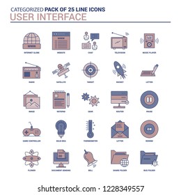 Vintage User Interface  Icon set - 25 Flat Line icon set