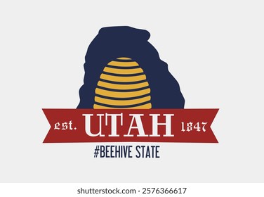 Vintage Utah Beehive State Emblem Design