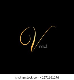 vintage V letter initial logo for fashion or beauty company