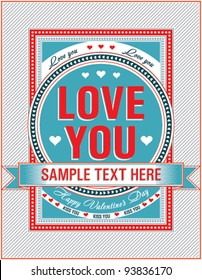 Vintage Valentine card. Vector illustration.