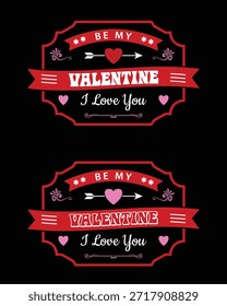 Pacote de design Vintage Valentine com corações bonitos e citações de amor no estilo retro dos anos 70.