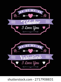 Pacote de design Vintage Valentine com corações bonitos e citações de amor no estilo retro dos anos 70.