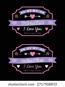Vintage Valentine design bundle featuring cute hearts and love quotes in 70s retro style.