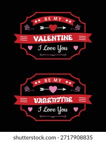 Paquete de diseño Antiguas Valentine con lindos corazones y citas de amor en estilo retro de los años 70.