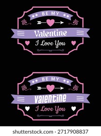 Pacote de design Vintage Valentine com corações bonitos e citações de amor no estilo retro dos anos 70.