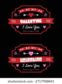 Pacote de design Vintage Valentine com corações bonitos e citações de amor no estilo retro dos anos 70.