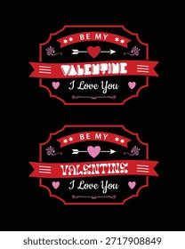 Pacote de design Vintage Valentine com corações bonitos e citações de amor no estilo retro dos anos 70.