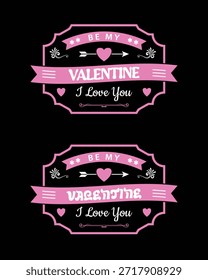 Pacote de design Vintage Valentine com corações bonitos e citações de amor no estilo retro dos anos 70.