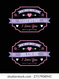 Vintage Valentine design bundle featuring cute hearts and love quotes in 70s retro style.