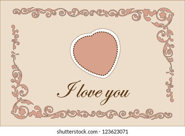 Vintage valentine heart. Vector.