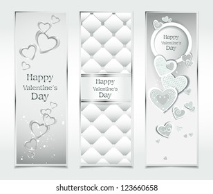 Vintage Valentine's Day banners with hearts