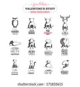 Vintage Valentine's day  design elements