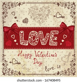 Vintage Valentines Day Design. Vector Illustration.