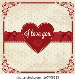Vintage Valentines Day Design. Vector Illustration.