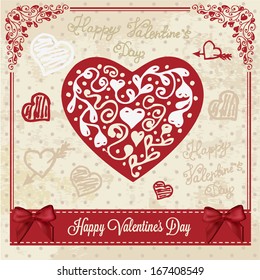 Vintage Valentinstag Design. Vektorillustration Illustration.