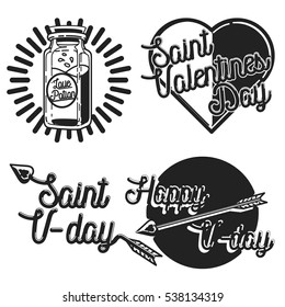 Vintage Valentines day emblems