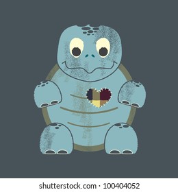 Vintage Valentine's Day Letterpress Turtle