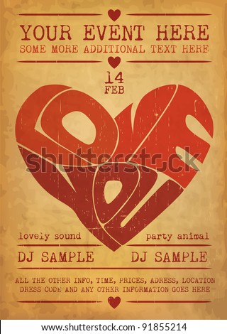 Vintage Valentines Day Party Flyer Design