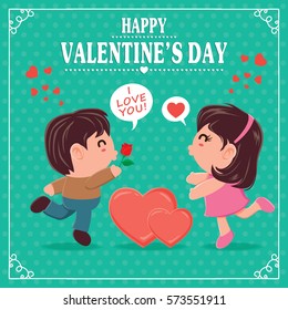 Vintage Valentines Day poster design with couple