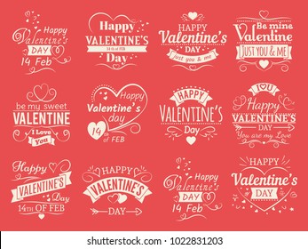 Vintage valentines day vector banners for love greeting card - love typographic emblems design. Valentine love and romantic holiday. Vector illustration