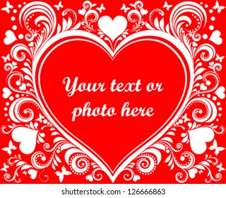 Vintage Valentine's Heart frame. Vector Illustration
