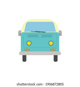 vintage van for travel on white background