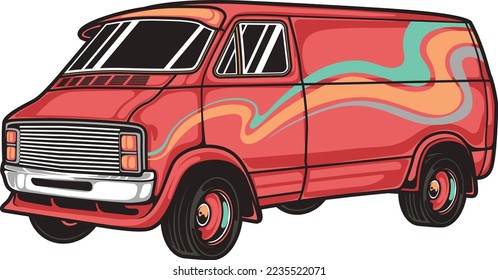 vintage van vector illustration. vintage car