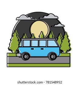 Vintage van vehicle In the forest