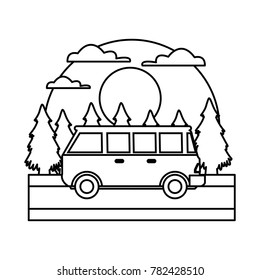 Vintage van vehicle In the forest