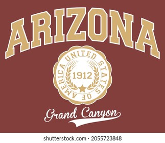 Vintage varsity college grand canyon print with arizona state slogan for graphic tee t shirt or sweatshirt - Vector