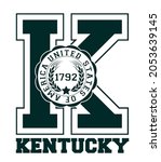 Vintage varsity college letter print with kentucky state slogan for graphic tee t shirt or sweatshirt - Vector