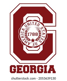 Vintage varsity college letter print with georgia state slogan for graphic tee t shirt or sweatshirt - Vector