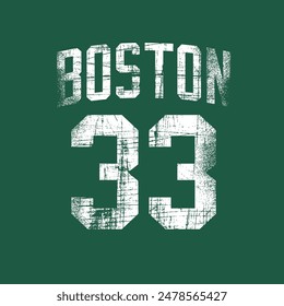 Antiguas varsity college tipografía boston 33 eslogan impreso para camiseta gráfica o sudadera