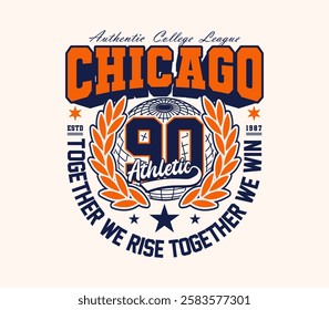 Vintage Varsity College typography with Chicago Athletic slogan, perfect for graphic t-shirts, sweatshirts, hoodies, stickers, posters, and more