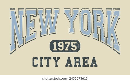 Vintage universitario tipografía Nueva York Brooklyn ciudad eslogan impresión para camiseta gráfica o sudadera con capucha - Vector