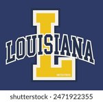 Vintage varsity college typography united states of america louisiana state slogan text print for graphic tee t shirt or sweatshirt hoodie or sticker poster - Vector