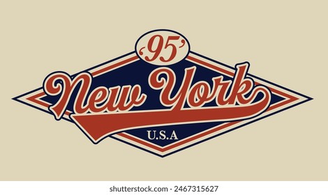 Vintage varsity college typography united states of america  new york state slogan text print for graphic tee t shirt or sweatshirt hoodie or sticker poster - Vector 